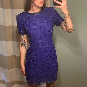 Vintage Indigo Beaded Dress